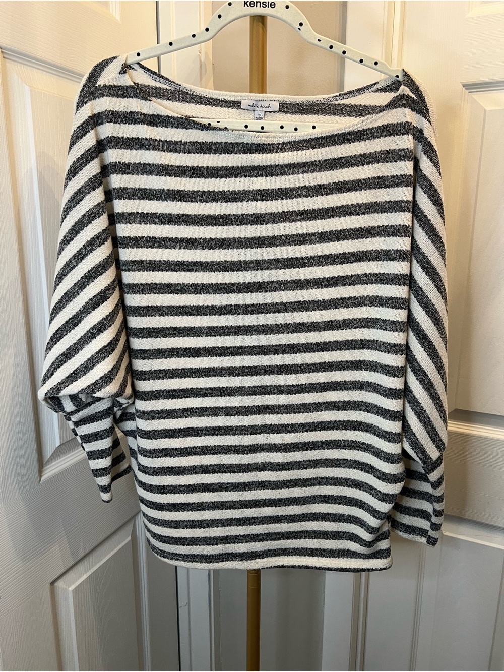 white birch Black and White Striped Scoop Neck Sweater